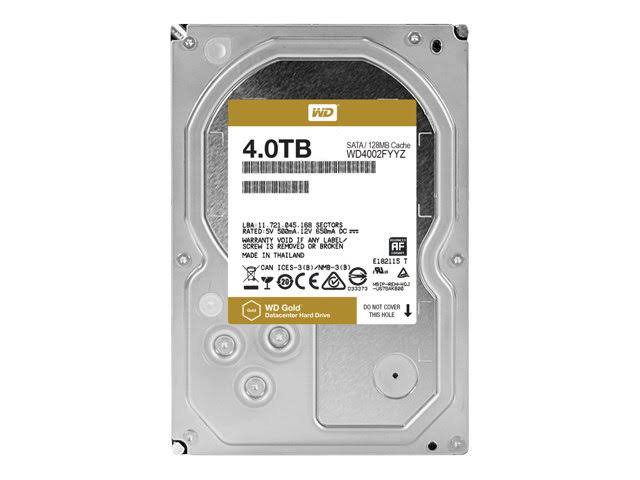 Western Digital Bare Drives Pemacu Cakera Kelas WD Gold 4TB Enterprise - Kelas 7200 RPM SATA 6 Gb / s 128MB Cache 3.5 Inci - WD4002FYYZ