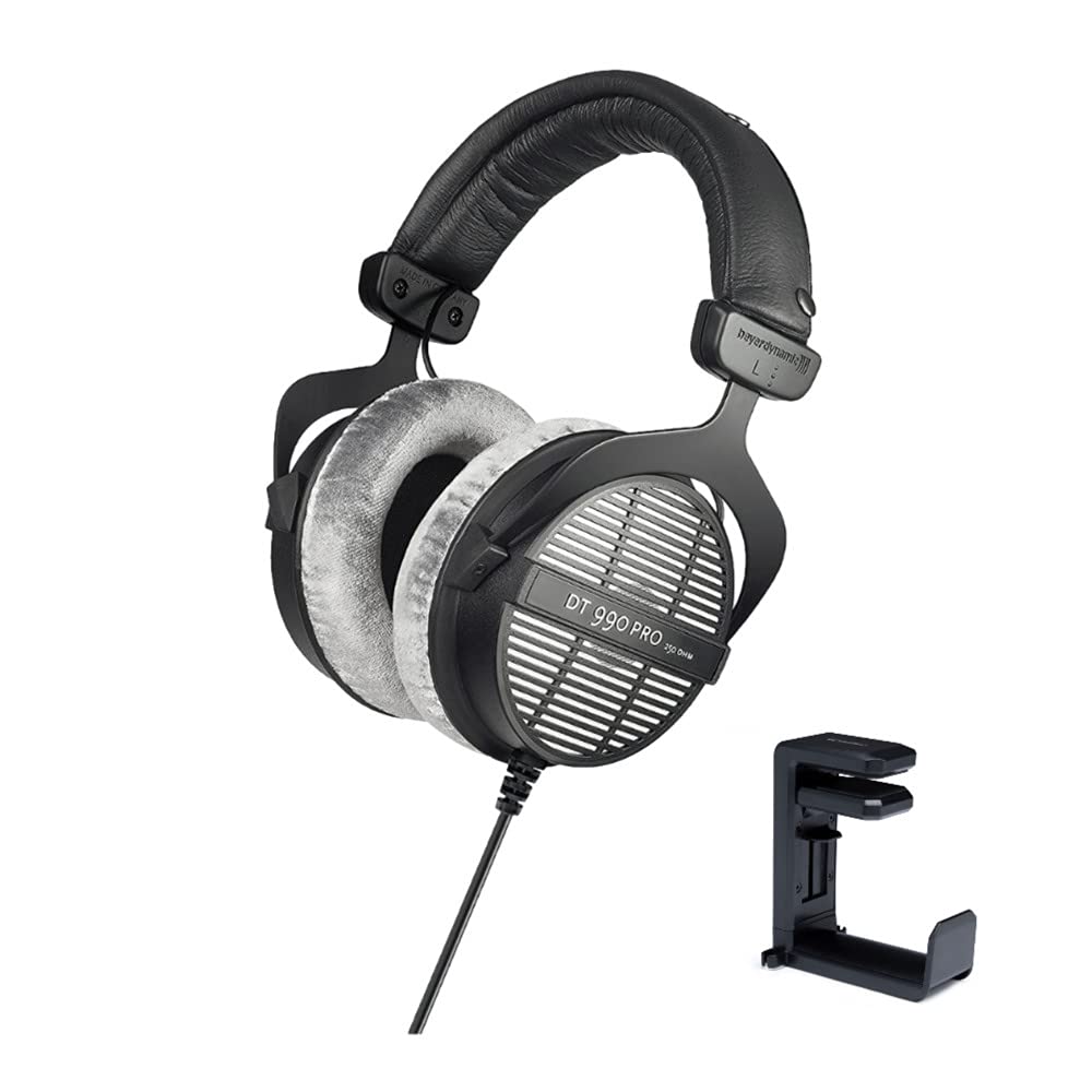 BeyerDynamic Fon Kepala Terbuka Akustik DT-990 Pro (250 Ohm) dengan Penyangkut Fon Kepala Gear Knox dengan Himpunan Pengatur Kabel Terbina dalam (2 Item)