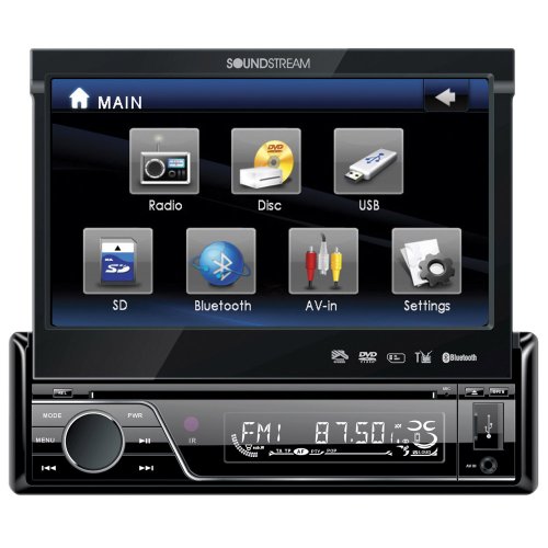 Soundstream VIR-7830B Pemain DVD Stereo Kereta Bluetooth Single-Din dengan Skrin Sentuh LCD 7-inci