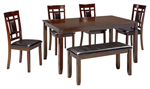 Ashley Furniture Reka Bentuk Tandatangan oleh Ashley - Set Meja Makan Bennox - Set 6 Keping - Gaya Kontemporari - Coklat