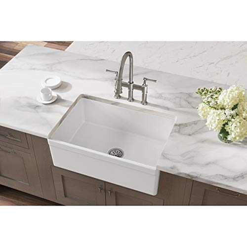 Elkay Fireclay SWUF28179WH Single Bowl Farmhouse Sink