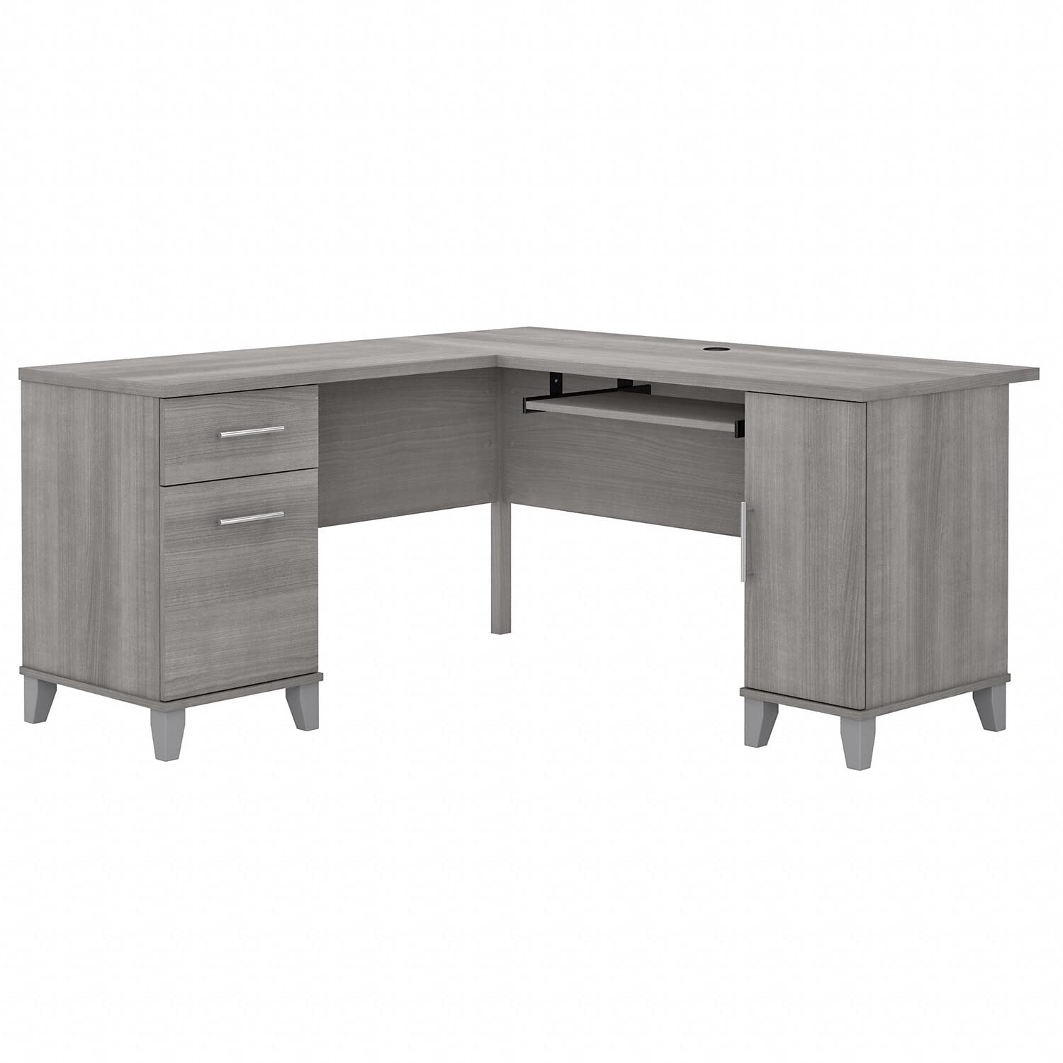 Bush Furniture Somerset Meja Berbentuk L 60W dengan Storan dalam Kelabu Platinum