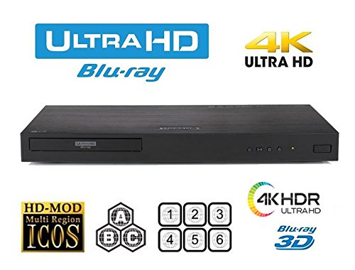 HDI Pemain DVD Cakera Blu Ray Percuma Wilayah 4K LG UHD - PAL NTSC Ultra HD - USB - 100-240V 50/60Hz untuk Penggunaan Seluruh Dunia & Kabel HDMI 4K Berbilang Sistem 6 Kaki