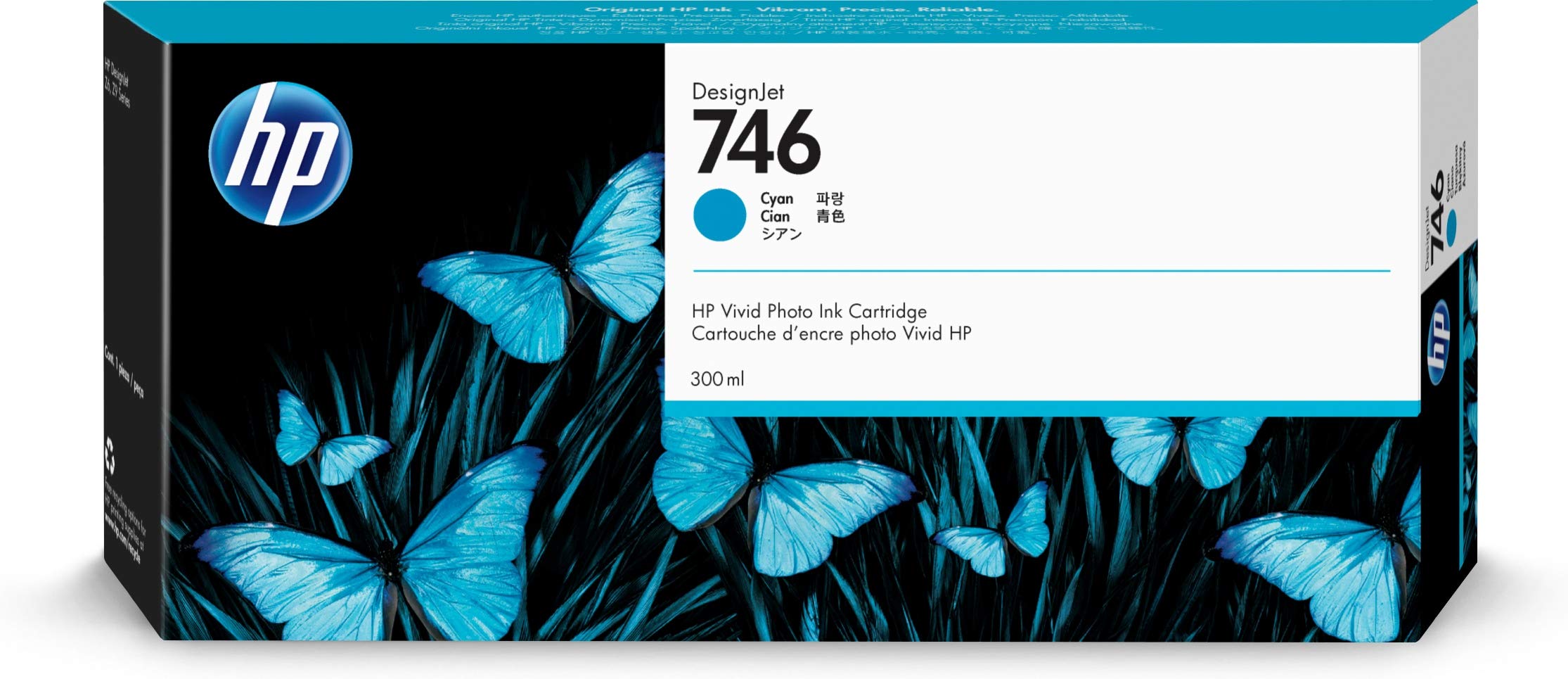 HP 746 Cyan 300-ml Katrij Dakwat Tulen (P2V80A) untuk P...