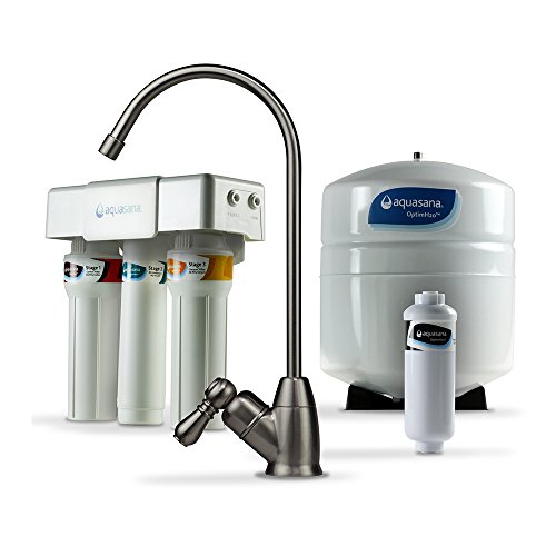 Aquasana Osmosis Songsang Di Bawah Sistem Penapis Air Sinki - Penapis 95% Fluorida - Penapisan Faucet Kaunter Dapur - Nikel Berus - AQ-RO-3.55