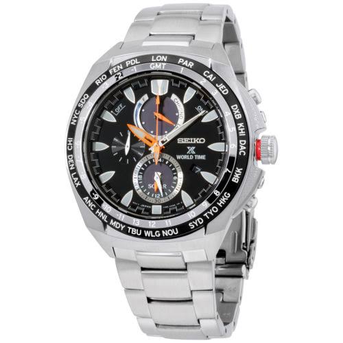 Seiko SSC487 Solar Time Chronograph Prospex Stainless Steel Mens Watch