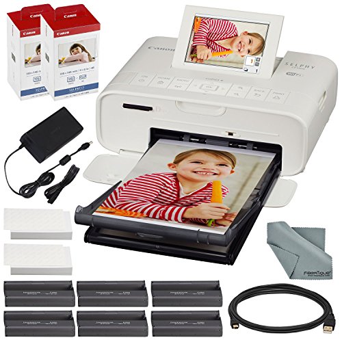 Canon SELPHY CP1300 Compact Photo Printer (White) dengan WiFi dan Aksesori Bundle dengan Tinta Warna dan Kertas 2X