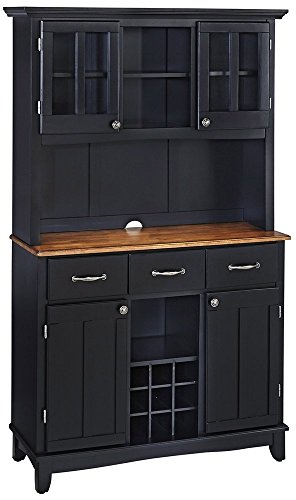 Home Styles Lexington Large Cottage Oak Top Black Bufet dengan Hutch