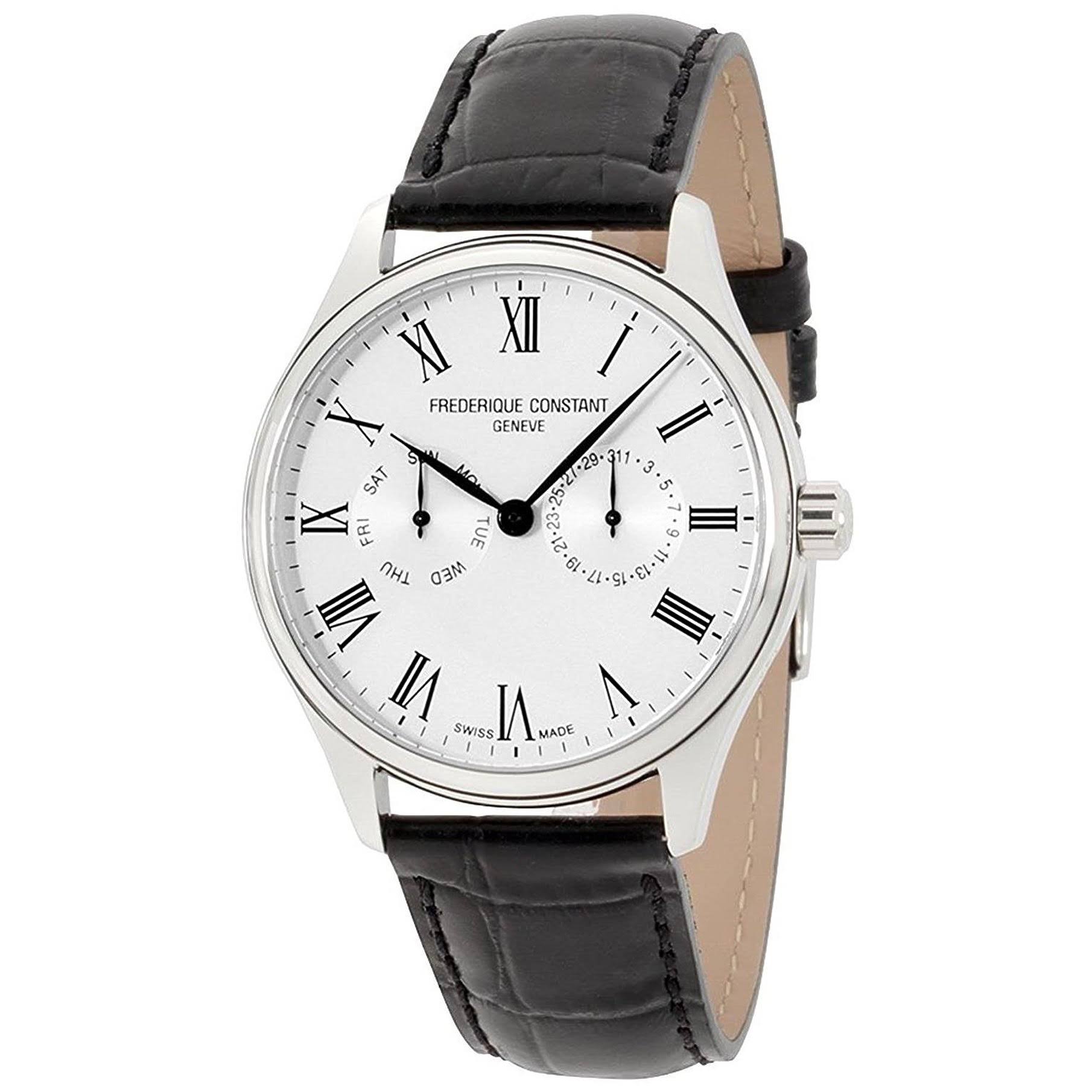 Frederique Constant Tali kulit  Mens Classic Silver Dial Leather Watch FC259WR5B6