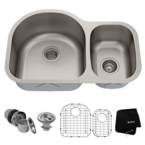 Kraus KBU21 30 inci Undermount 60/40 Double Bowl 16 gauge Sinki Dapur Keluli Tahan Karat