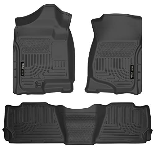 Husky Liners Siri Weatherbeater | Pelapik Tingkat Tempat Duduk Depan & 2 - Hitam | 98251 | Muat 2007-2014 Cadillac Escalade/Chevrolet Tahoe/GMC Yukon 3 Keping