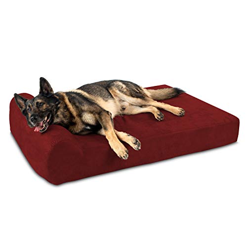 Big Barker Katil Anjing Ortopedik Atas Bantal 7' - Saiz XL - 52 X 36 X 7 - Burgundy - Untuk Anjing Baka Besar dan Lebih Besar (Edisi Headrest)