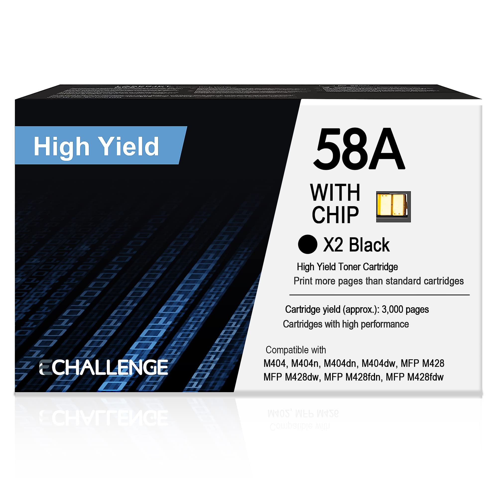  ECHALLENGE 58A CF258A Serasi 58A CF258A Dengan Penggantian Kartrij Toner Cip untuk HP 58A CF258A 58X CF258X Serasi dengan Pro M404n M404dn M404dw M404 M428fdw M428fdn M428fdn M406dn M428dwn M428dwn...