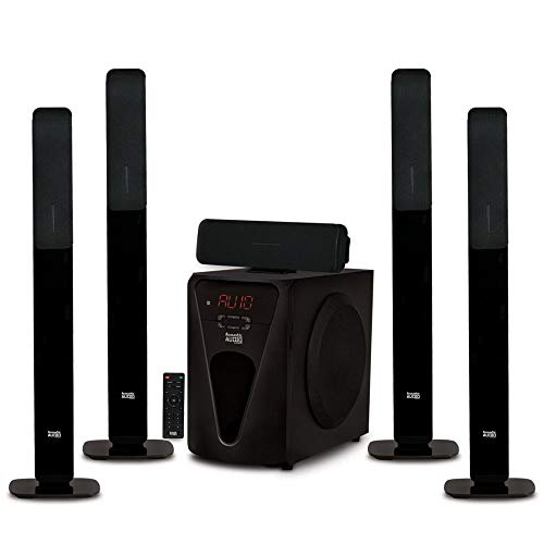 Acoustic Audio by Goldwood Audio Akustik AAT5005 Bluetooth Tower 5.1 Sistem Pembesar Suara Teater Rumah dengan Subwufer Berkuasa 8'