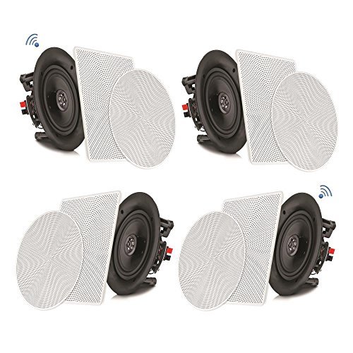  Pyle 8 4 Pelekap Flush Bluetooth - Dalam Dinding Sistem Pembesar Suara 2 Hala Di dalam siling Sambungan Pantas Gril Bulat/Segi Empat Boleh Tukar Kon Polipron & Tweeter Bunyi Stereo 4 Ch Penguat 250...