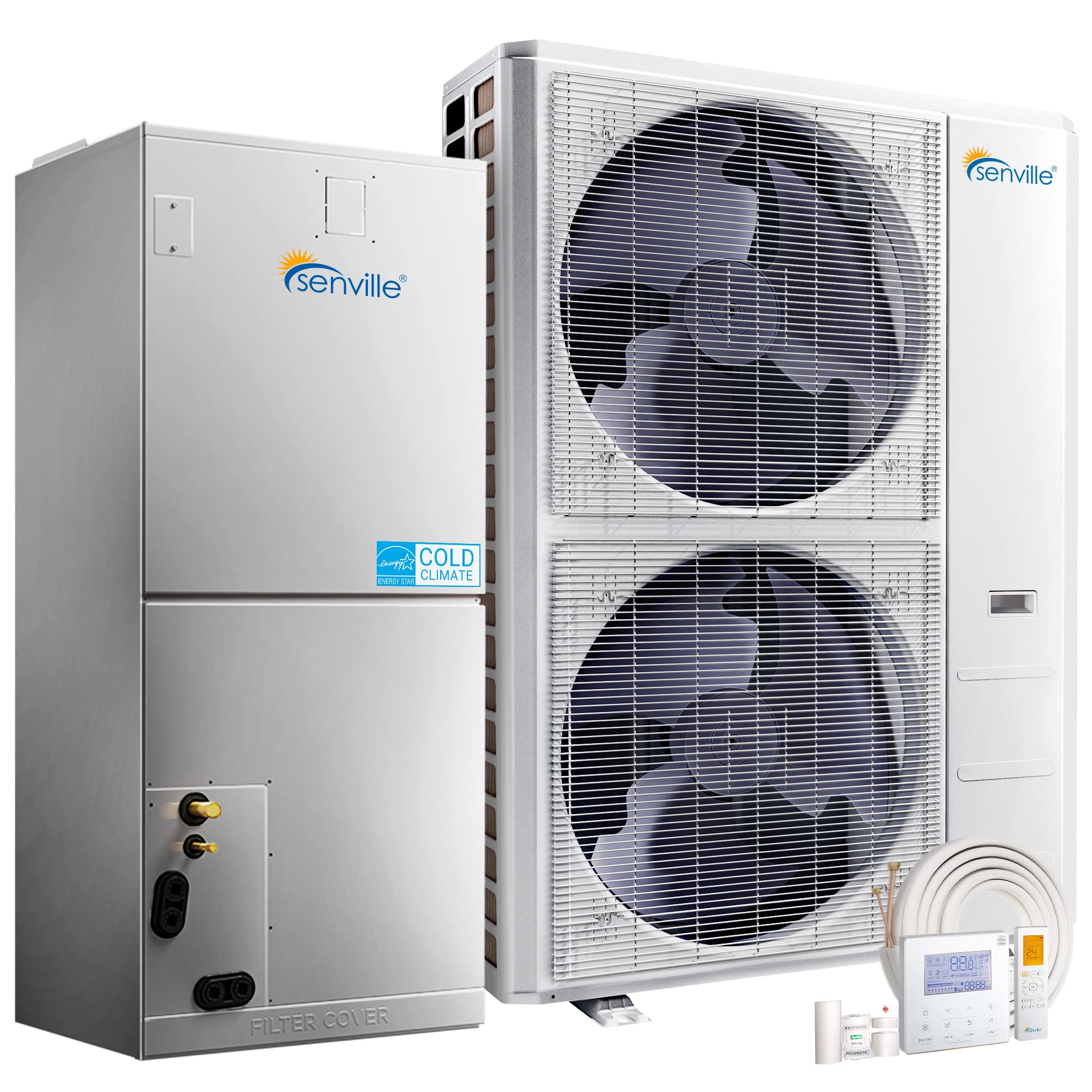 Senville 3 Ton Central Air Conditioner Heat Pump Split System, 36,000 BTU, Inverter, Variable Speed, 10KW AUX, 208/230V