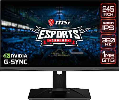 MSI HD Penuh 1920 x 1080 360Hz 0.5ms Hab USB Terbina dalam DisplayPort HDMI Teknologi G-Sync Terbina dalam RGB Bezel Sempit LED Monitor Permainan Bercahaya Belakang (Oculux NXG253R)