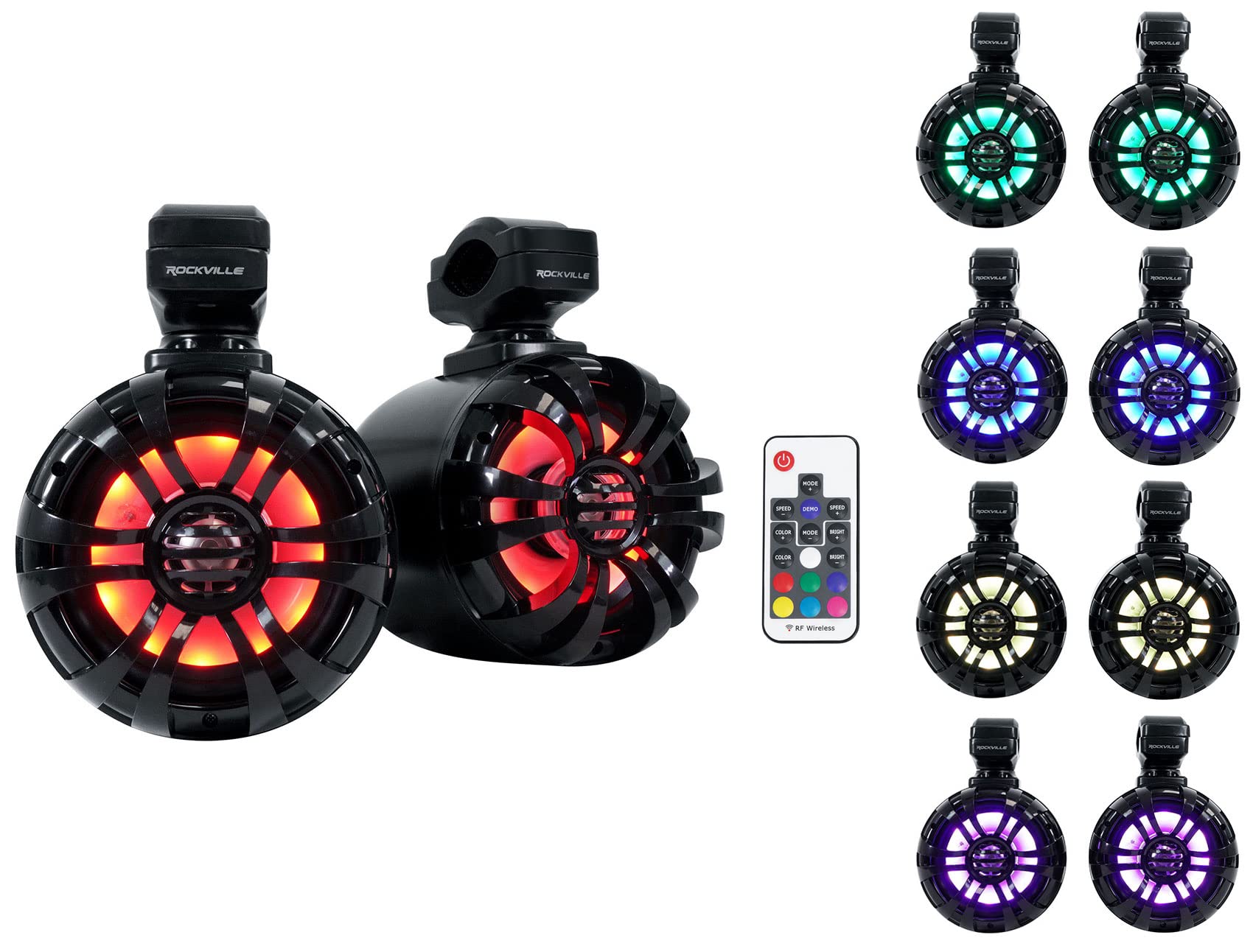 Rockville (2) WB50KLS Hitam 5.25'' 250w Metal Marine Wakeboard Pembesar Suara Menara LED