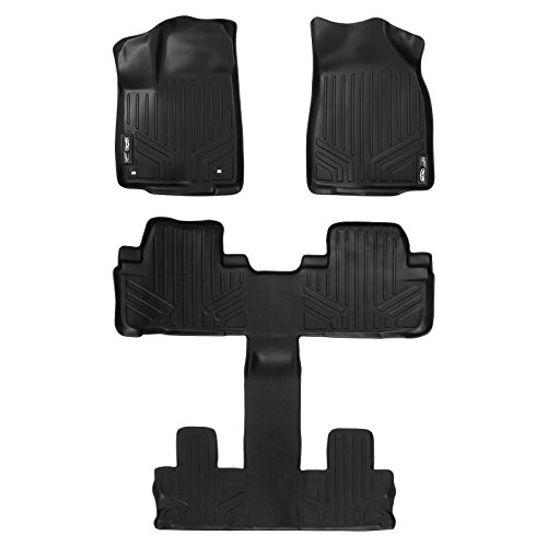 MAX LINER Mat Lantai MAXLINER Set Pelapik 3 Baris Hitam untuk Toyota Highlander 2014-2018 dengan Tempat Duduk Baldi Baris Kedua (Tiada Model Hibrid)