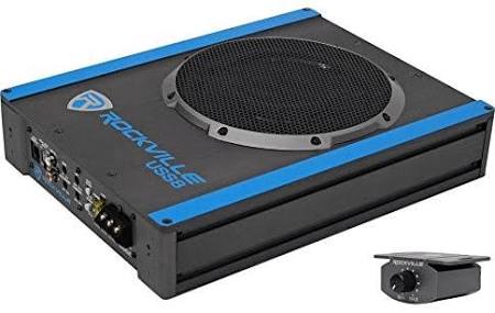 Rockville USS8 8 '700w Slim Under-Seat Active Powered Car / Truck Subwoofer Sub