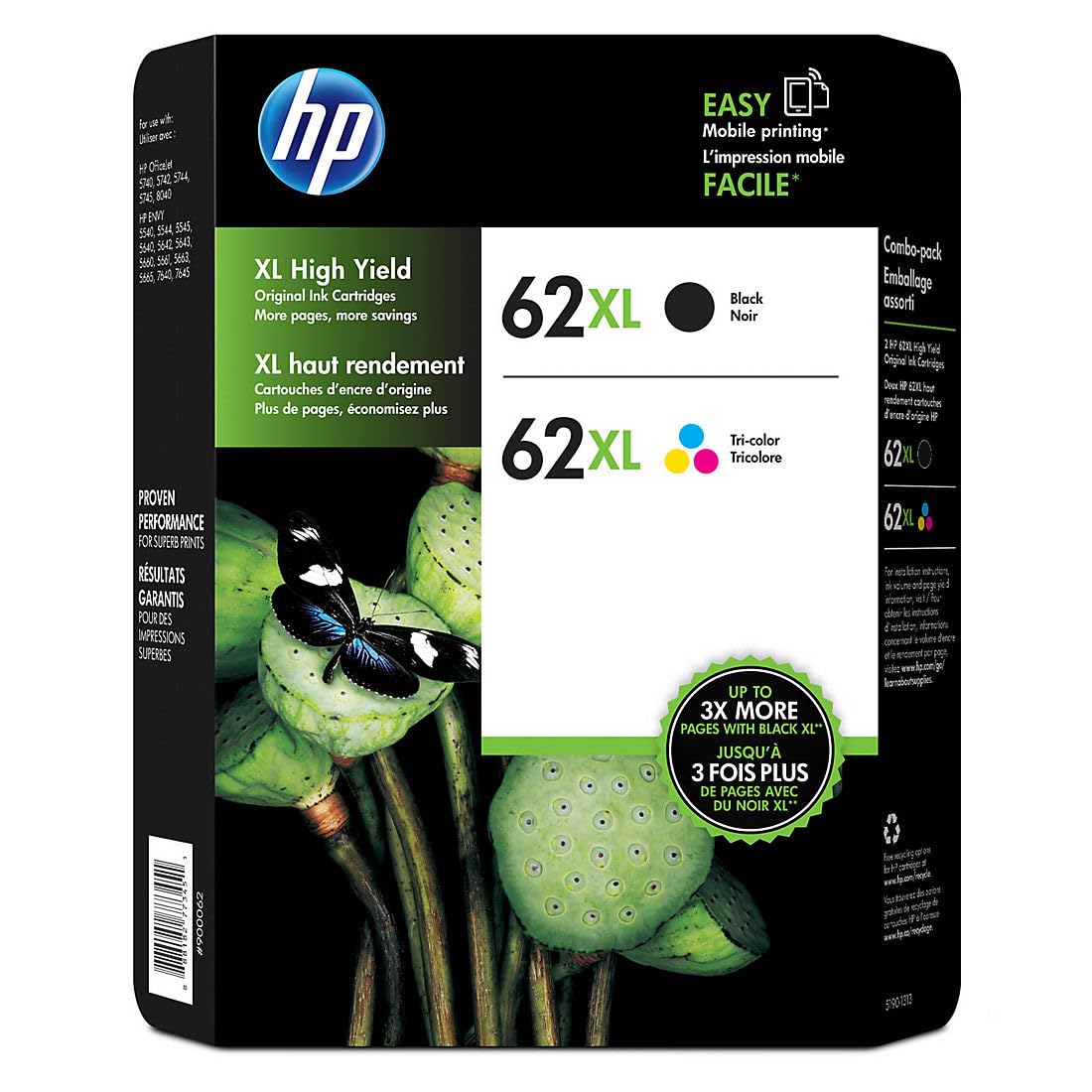 HP Kartrij Cetakan Jetdirect Tiga Warna Tulen 62Xl Hasi...