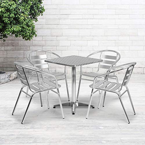 Flash Furniture Meja Luar Dalaman Aluminium Persegi den...