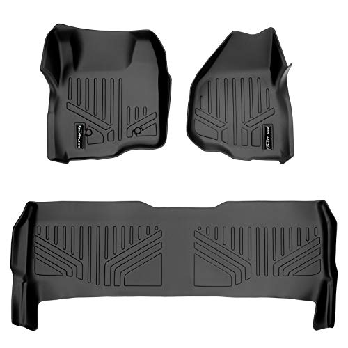 MAX LINER MAXLINER Floor Mats 2 Baris Pelapik Set Hitam untuk Ford F-250 / F-350 / F-450 / F-550 Super Duty Crew Cab 2011-2012 dengan Pedal Sisi Pemandu Tertekan