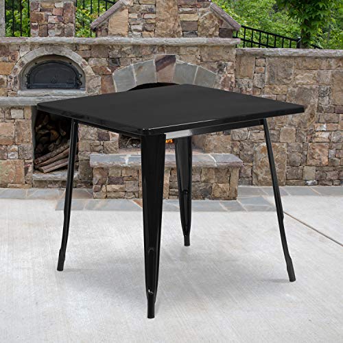 Flash Furniture Komersial Gred 31.5' Square Black Metal...