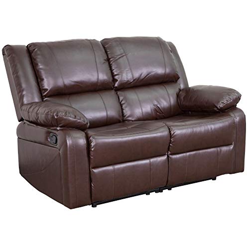 Flash Furniture Loveseat Kulit Coklat Harmony Series de...