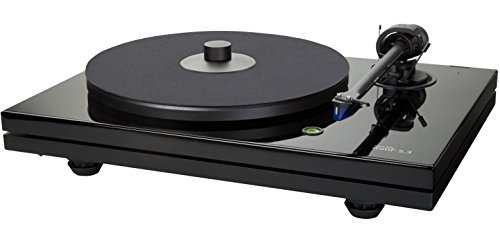 Music Hall Meja Putar Audiophile Siri MMF-5.3 dengan Katrij Biru 2M Ortofon Dipasang Pra dan Tonearm Gentian Karbon Premium (Hitam Berkilat Tinggi)