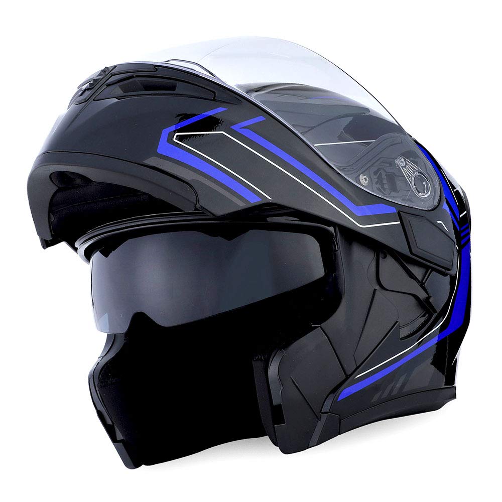 1Storm Helmet Muka Penuh Modular Motosikal Terbalikkan Dwi Visor Pelindung Matahari Dalaman: HB89