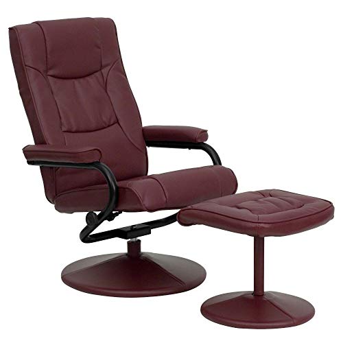 Flash Furniture Berbaring Berbilang Kedudukan Kontemporari dan Uthmaniyyah dengan Tapak Berbalut dalam Burgundy LeatherSoft