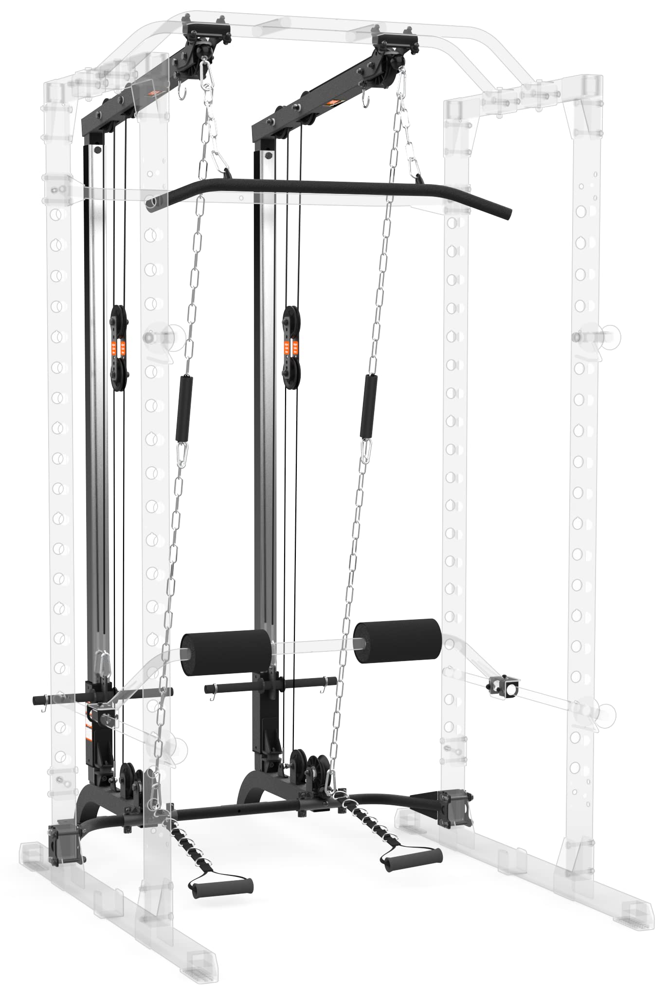 Fitness Reality Squat Rack Power Cage dengan | Lampiran Pulldown & Penahan Kaki LAT Pilihan | Kombo Mencangkung dan Rak Bangku| Super Max 810 XLT |