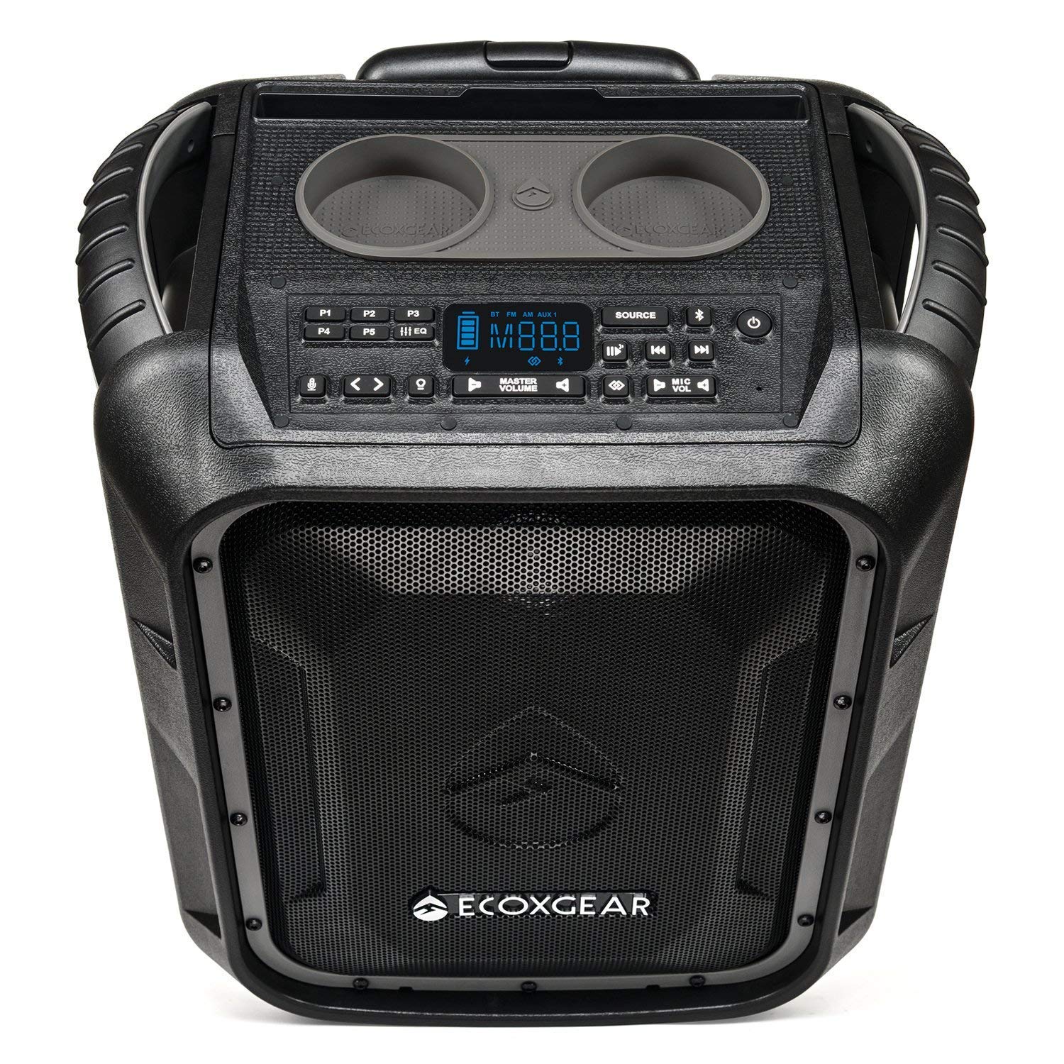 ECOXGEAR EcoBoulder+ GDI-EXBLD810 Lasak Kalis Air Terapung Mudah Alih Bluetooth Pembesar Suara 100 Watt dan Sistem PA (Kelabu)