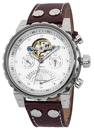 Burgmeister Jam Tangan Baja Stainless Limoges BM136-984 Lelaki Dengan Jalur Kulit Coklat