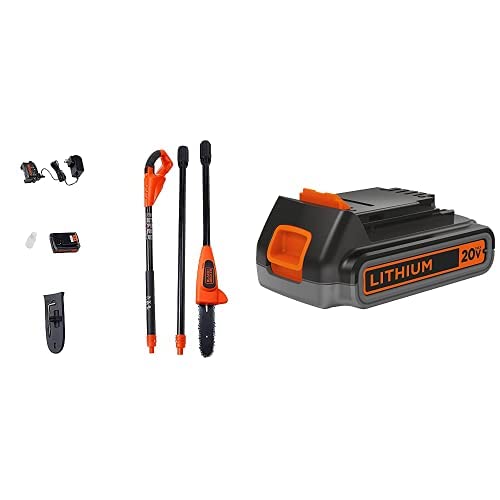 BLACK+DECKER Gergaji Pemangkasan Tiang Litium Ion 20V H...