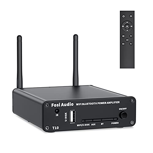 Fosi Audio T10 WiFi Bluetooth 5.0 Stereo Receiver Amplifier Modul Penghalaan Wi-Fi 2.4G Smart Wireless Multiroom/Multi-Zon Amp Audio Serasi dengan Airplay Connect-100 Watt x2