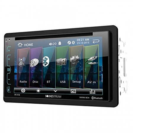 Soundstream VR-65B Dwi-DIN Bluetooth DVD/CD/AM/FM Stereo Kereta Dalam Pemuka dengan Skrin Smart Sense 6.2'