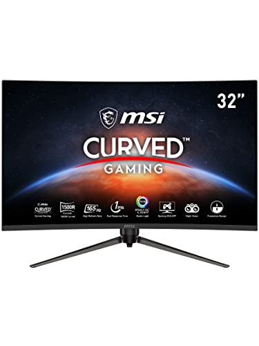 MSI Optix AG321CQR 16:9 Nisbah Aspek Anti Silau Bezel Super Sempit 1ms 2560 x 1440 (QHD) 165Hz Kadar Segar Semula Laras Kecondongan Penyegerakan Percuma Monitor Permainan Melengkung 32'