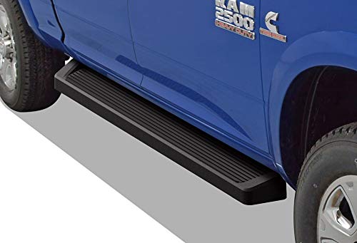 APS iBoard Black Running Boards Style Custom Fit 2009-2018 Dodge Ram 1500 Krew Cab Pickup 4-Door & 2010-2020 Ram 2500 3500 (09-12 Penggerudian Diperlukan) (Bar Nerf Bar Sisi Langkah Sisi)