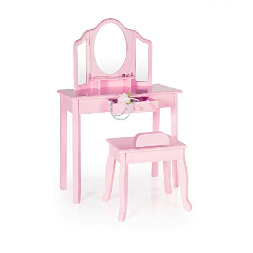 Guidecraft Vanity and Stool - Pink: Meja Kayu Kanak-kan...