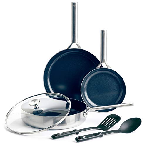 Blue Diamond Cookware Set Periuk dan Kuali Seramik Keluli Tahan Karat Keluli Tahan Karat Tiga Kali